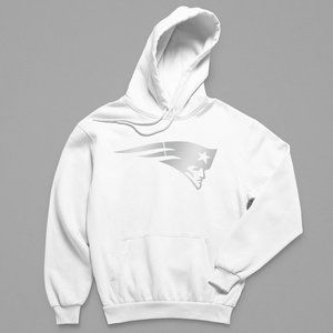 NEW England Patriots Silver Big Logo Fleece Pullover Hoodie WINter